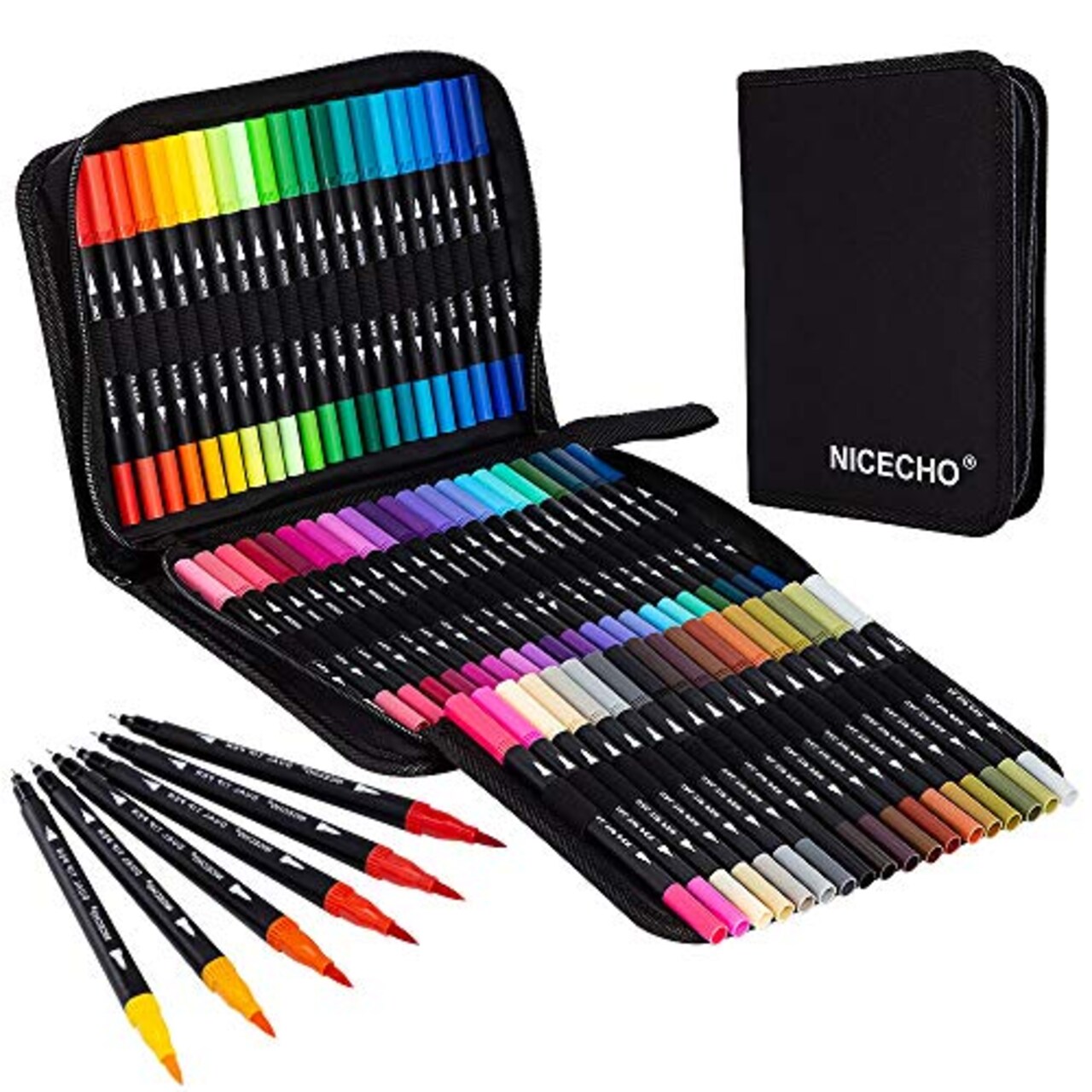 Art Markers Dual Brush Pens for Coloring, 60 Artist Colored Marker